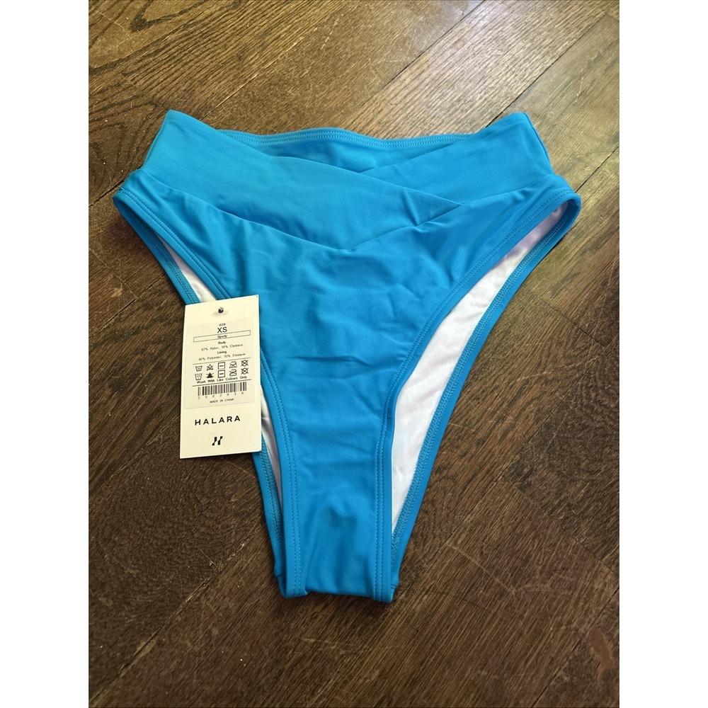 Women's HALARA NWT Bikini Swim Cross Over Bottom-blue XS